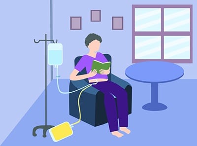 graphic of patient receiving dialysis in chair